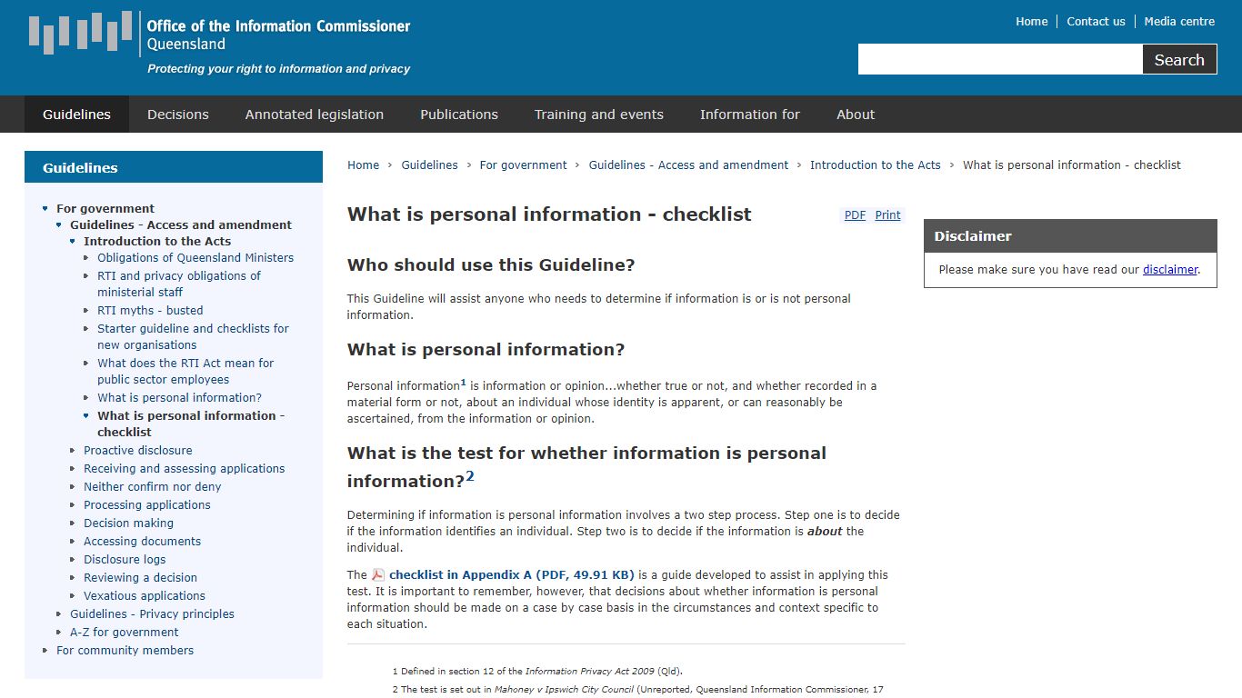 What is personal information - checklist | Office of the Information ...