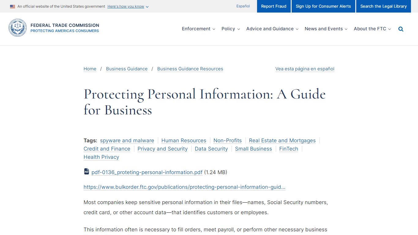 Protecting Personal Information: A Guide for Business